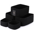 5-Pack Small Woven Rope Storage Baskets – 2 Sizes Organizer Bins for Closet, Shelf, Bookshelf, Nursery, Changing Table, Fabric Cube Boxes, Rectangular Shallow Bins for Bathroom, Toy & Home
