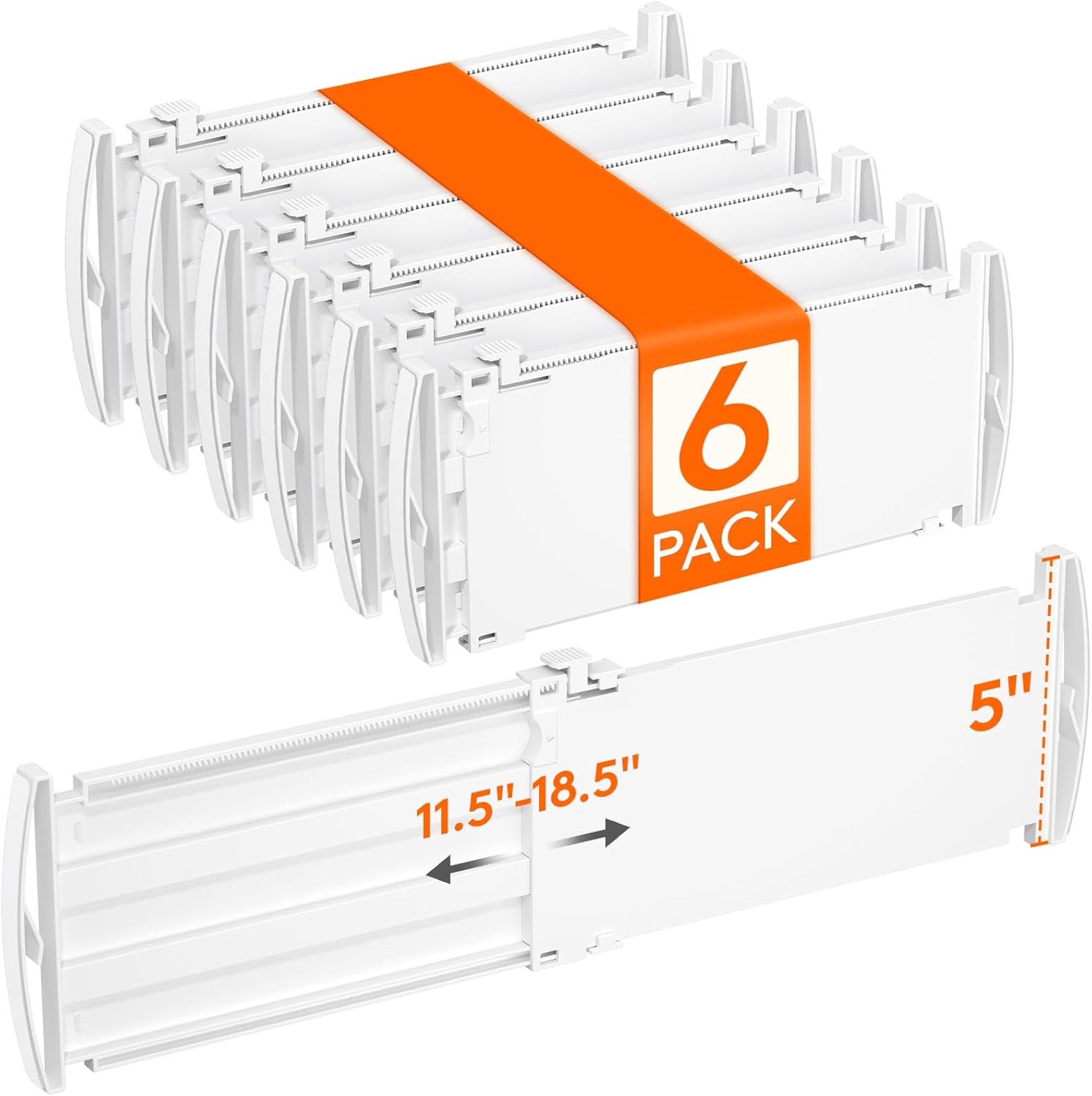 Lifewit Drawer Dividers for Clothes, 3.2" Tall 10.5"-16.5" Expandable Dresser Drawer Organizers, Adjustable White Plastic Separators for Kitchen, Cabinet, Nursery, Socks & Underwear Storage, 4 Pack