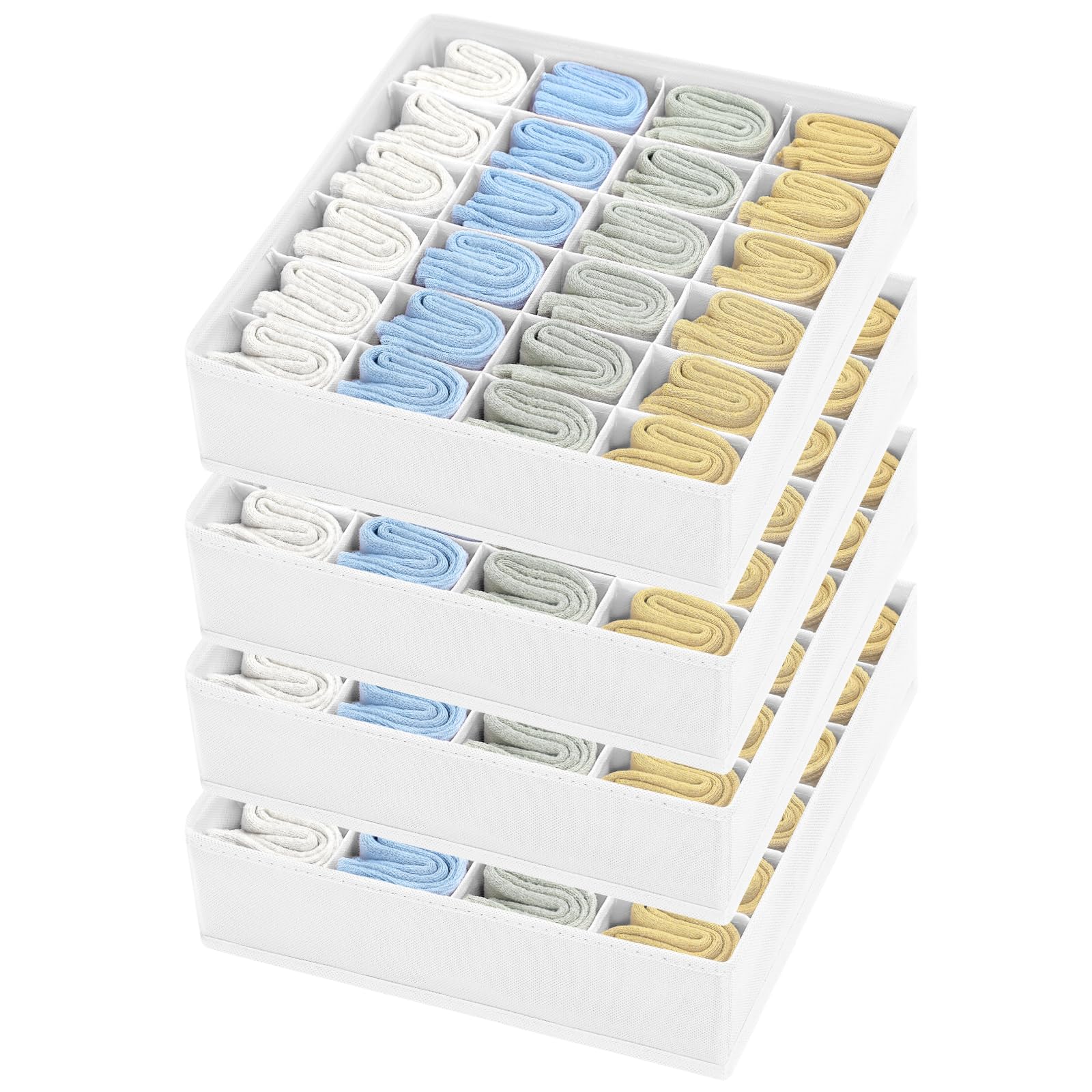 Joyoldelf Sock Drawer Organizer Divider 2 Packs Underwear Organizer, 24 Cell Closet Organizers and Storage Organizer Sock Holders Organizers for Storing Socks, Handkerchiefs, Ties, Belts (Grey)