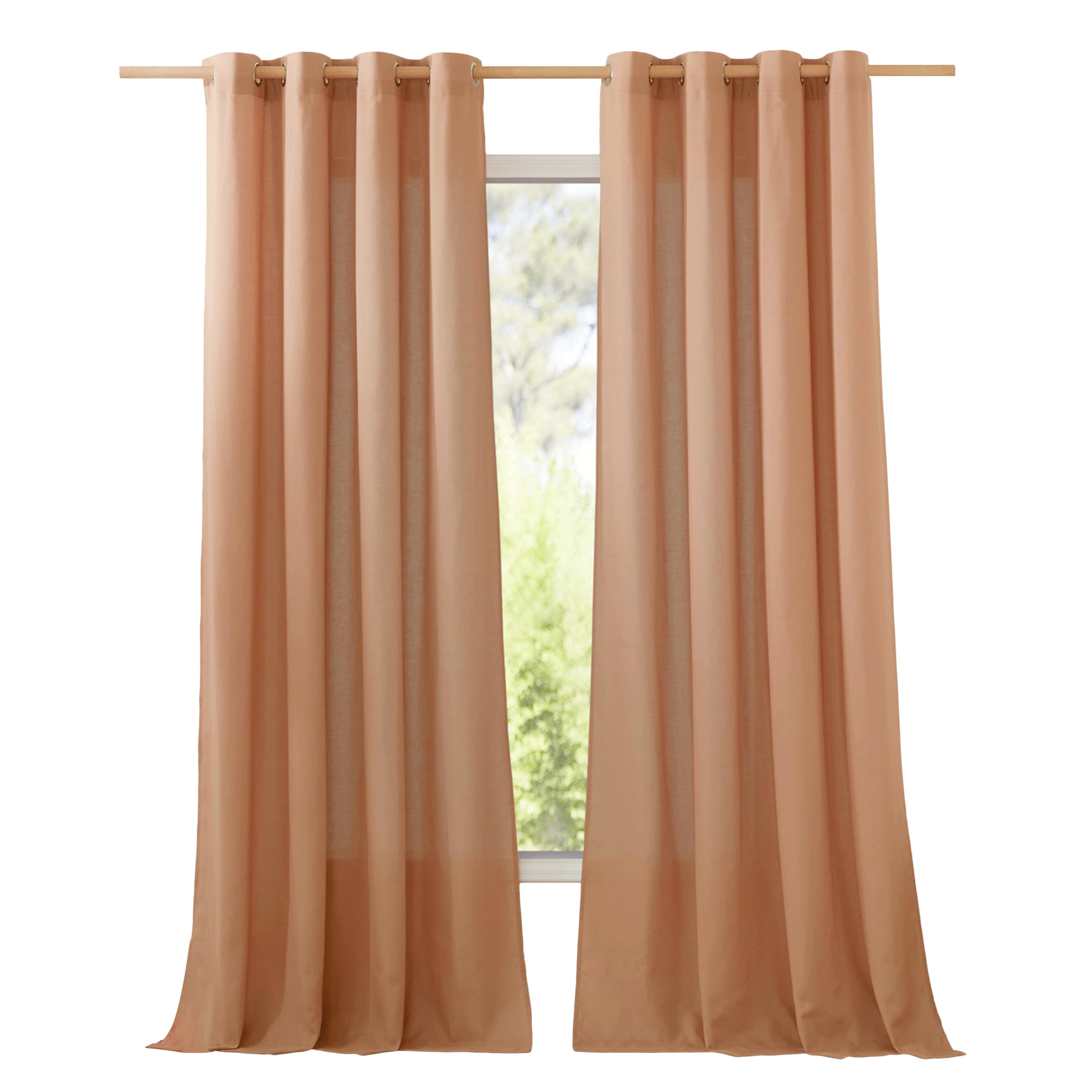 NICETOWN Natural Linen Curtains 84 inch Long 2 Panels Set, Grommet Top Thick Linen Burlap Semi Sheer Vertical Drapes Privacy Assured with Light Filtering for Bedroom/Living Room, W55 x L84