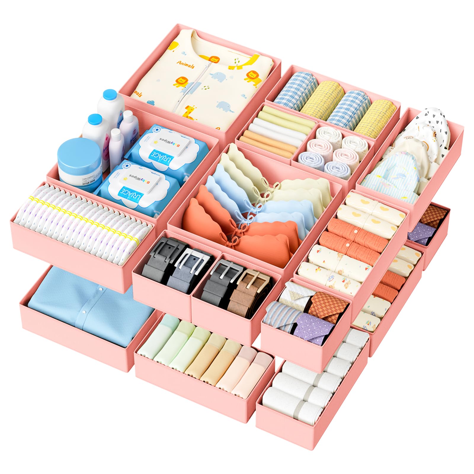 DIMJ Drawer Organizer Clothes Storage - 18 Pack Baby Dresser Organizer for Nursery, Foldable Closet Drawer Organizer Bins for Bedroom Organization, Fabric Storage Dividers for Socks, Underwears, Bras