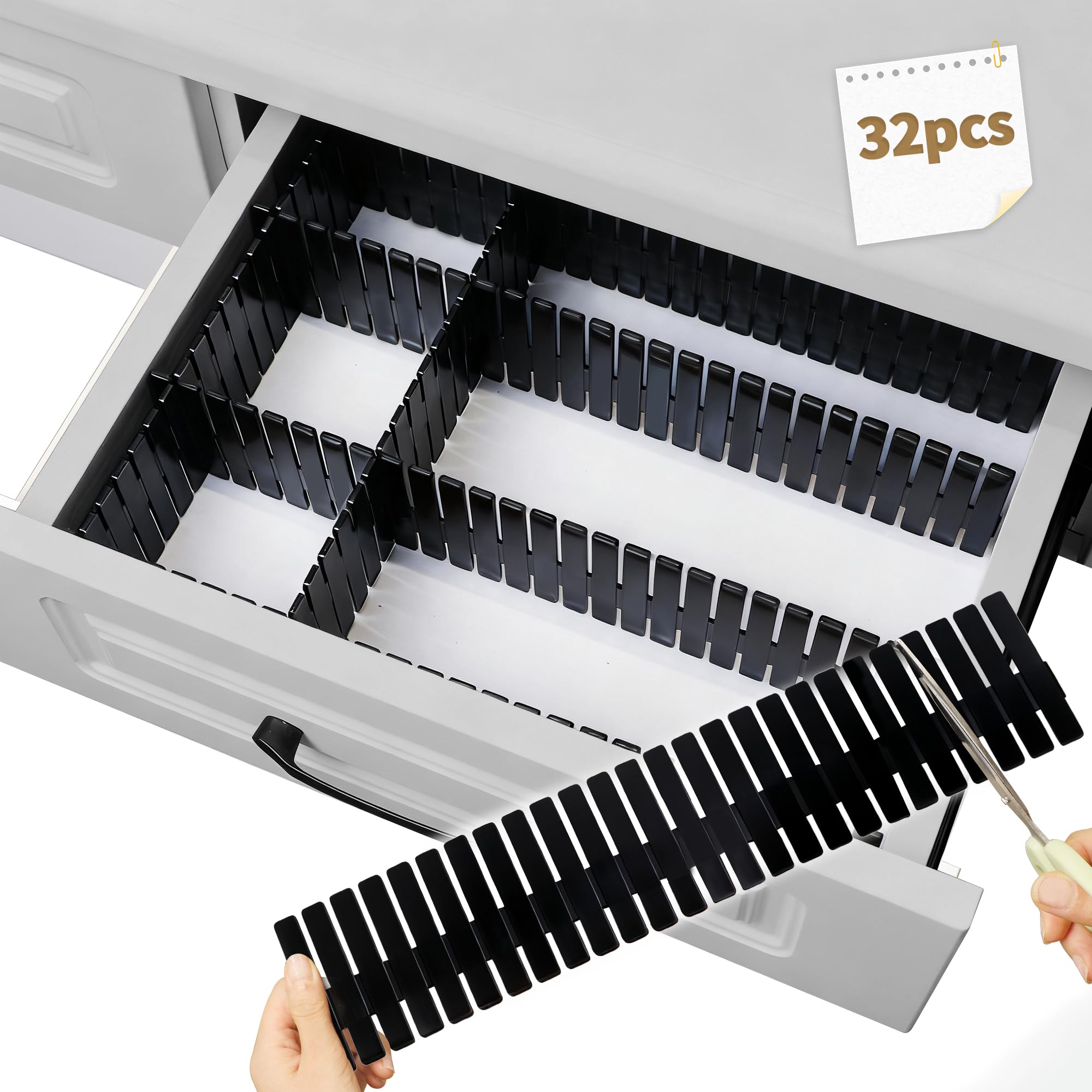 Drawer Divider Adjustable DIY Storage Organizer Separator for Tidying Clutter Cutlery Underwear Socks Clothes Dresses Desk & Box in Kitchen Bathroom Bedroom Office (Cut at Will)