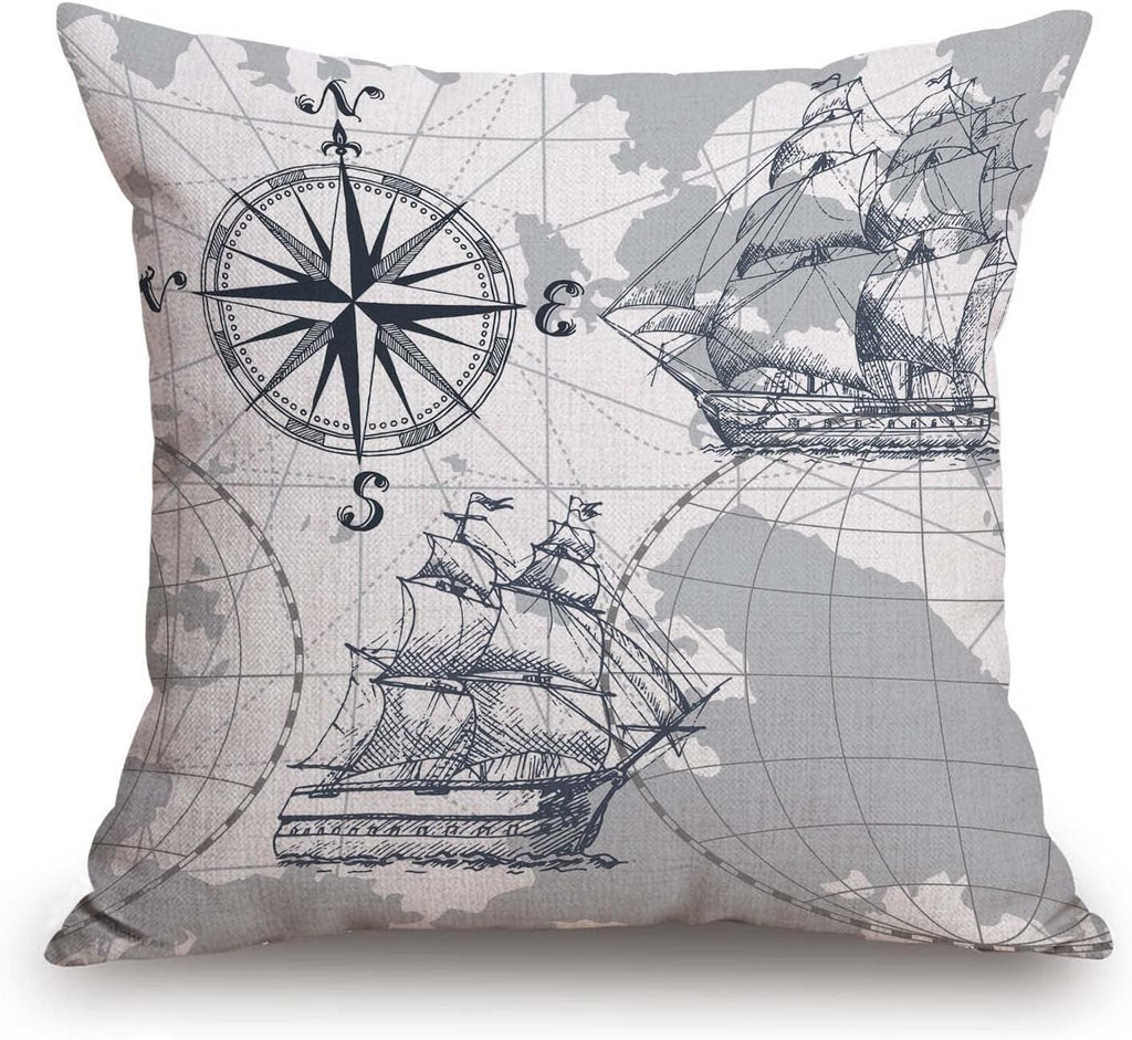 TSSOHU Vintage Flowers Pillow Cover Rustic Cotton Linen Decorative Square Throw Pillow Cover 18x18 Inch for Sofa Couch Decoration