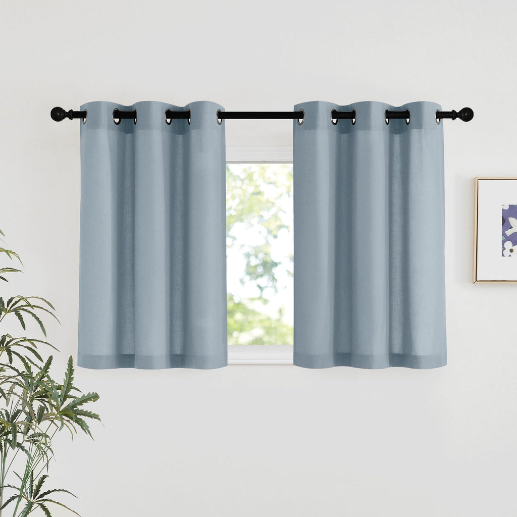 NICETOWN Natural Linen Curtains 84 inch Long 2 Panels Set, Grommet Top Thick Linen Burlap Semi Sheer Vertical Drapes Privacy Assured with Light Filtering for Bedroom/Living Room, W55 x L84