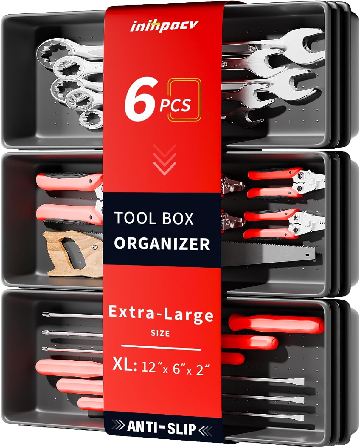 【48PCS & 5 Sizes】 Tool Box Organizer Tray, Toolbox Drawer Organizer with Non-Slip Pads, Desk Drawer Divider Set, Fits Rolling Tool Chest Cabinet for Garage & Workbench