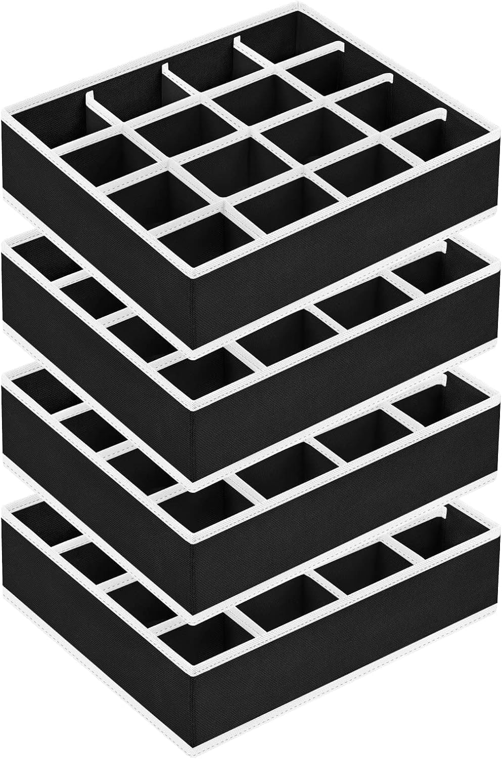Joyoldelf Sock Drawer Organizer Divider 2 Packs Underwear Organizer, 24 Cell Closet Organizers and Storage Organizer Sock Holders Organizers for Storing Socks, Handkerchiefs, Ties, Belts (Grey)