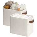 StorageWorks Narrow Storage Bins, Small Basket for Closet and Shelves, Fabric Organizer with Handles, Toilet Paper Storage, Khaki and Beige Stripes, 2-Pack