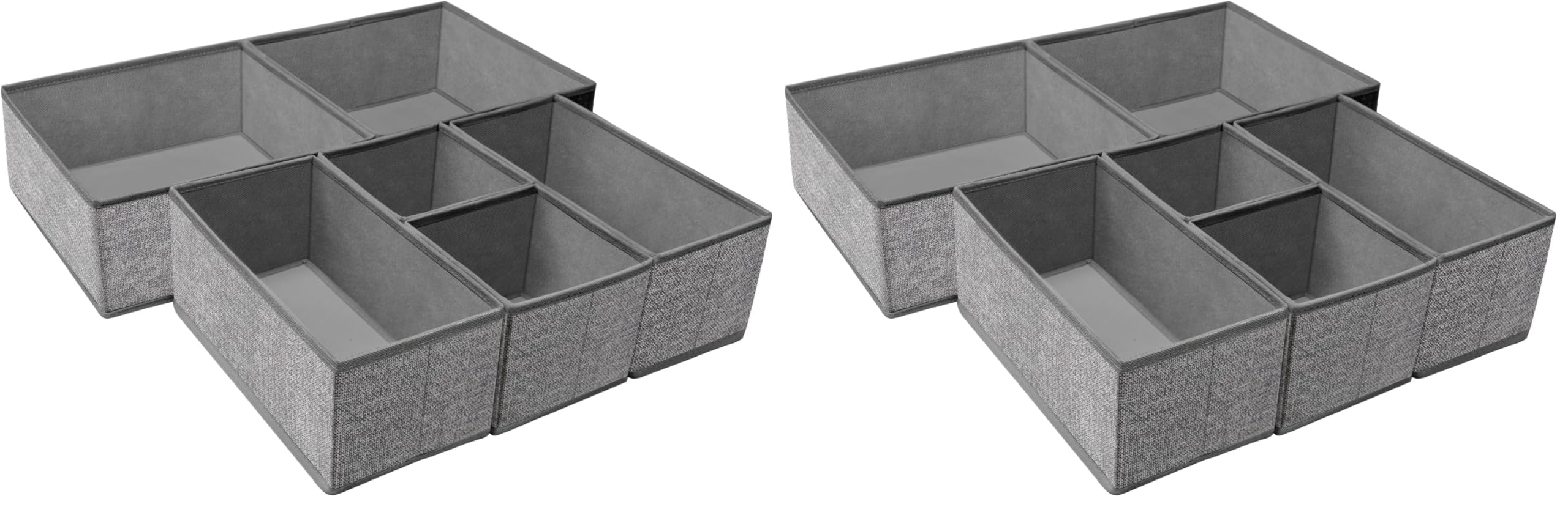 Criusia Foldable Underwear Drawer Organizer, Closet Dividers, Storage Box for Clothes, Socks (6 Bins, Gray)