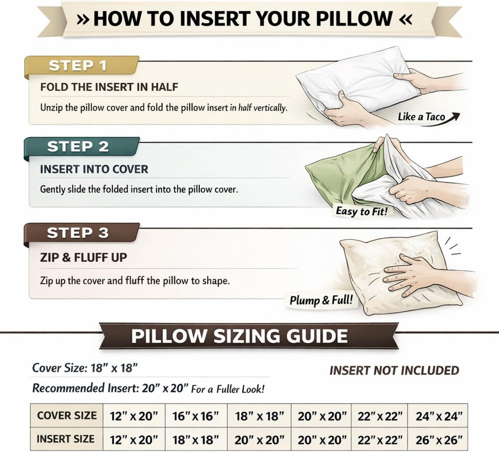 Meekio Set of 2 Ivory Throw Pillow Covers 18x18, Modern Farmhouse Linen Blend Decorative Pillow Covers for Couch Sofa Bed, Neutral Home Decor