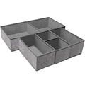 Criusia Foldable Underwear Drawer Organizer, Closet Dividers, Storage Box for Clothes, Socks (6 Bins, Gray)