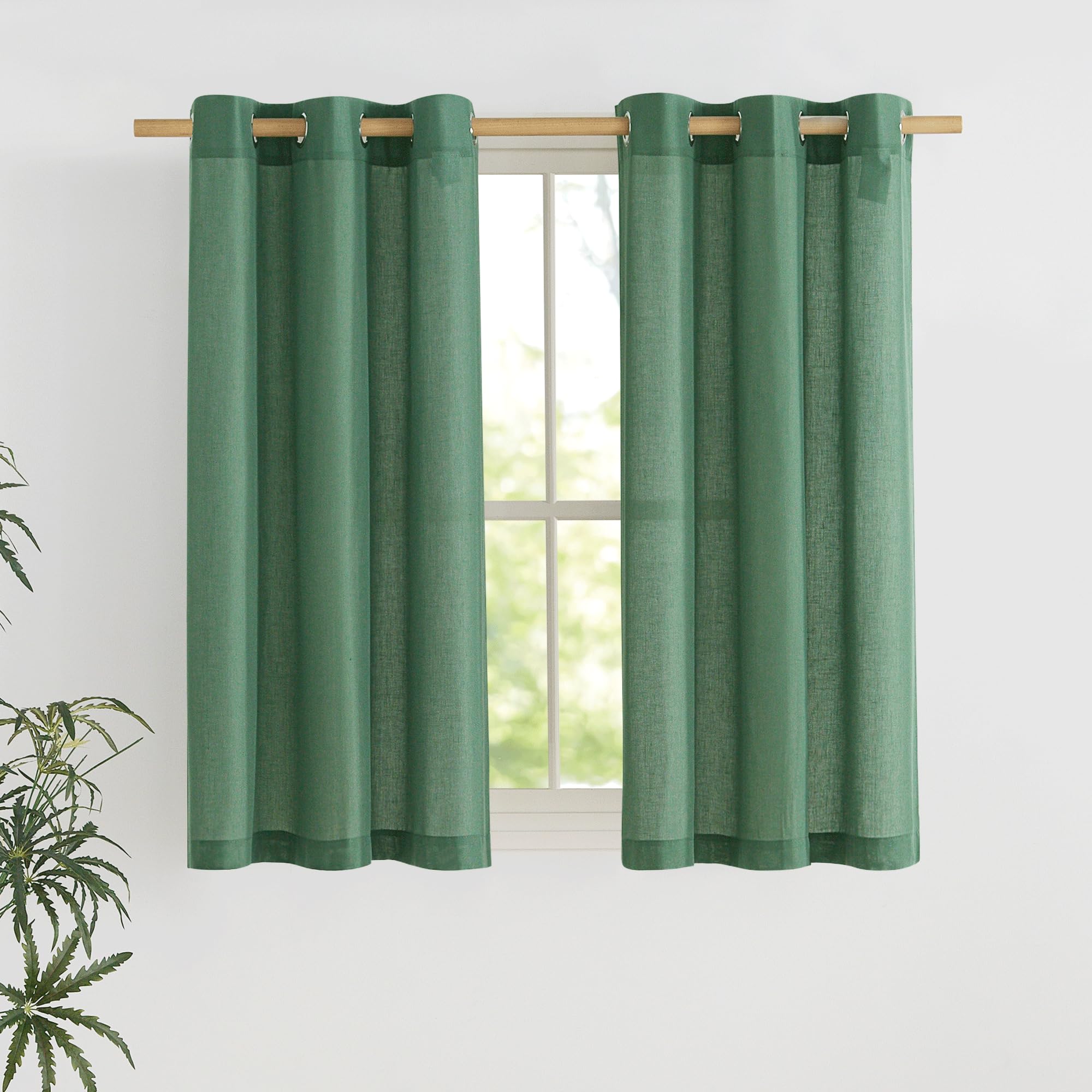 NICETOWN Natural Linen Curtains 84 inch Long 2 Panels Set, Grommet Top Thick Linen Burlap Semi Sheer Vertical Drapes Privacy Assured with Light Filtering for Bedroom/Living Room, W55 x L84