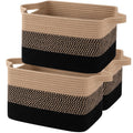 OIAHOMY Storage Basket, Woven Baskets for Storage, Cotton Rope Basket for toys,Towel Baskets for Bathroom - Pack of 3, Gradient Yellow