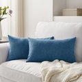 Meekio Set of 2 Ivory Throw Pillow Covers 18x18, Modern Farmhouse Linen Blend Decorative Pillow Covers for Couch Sofa Bed, Neutral Home Decor