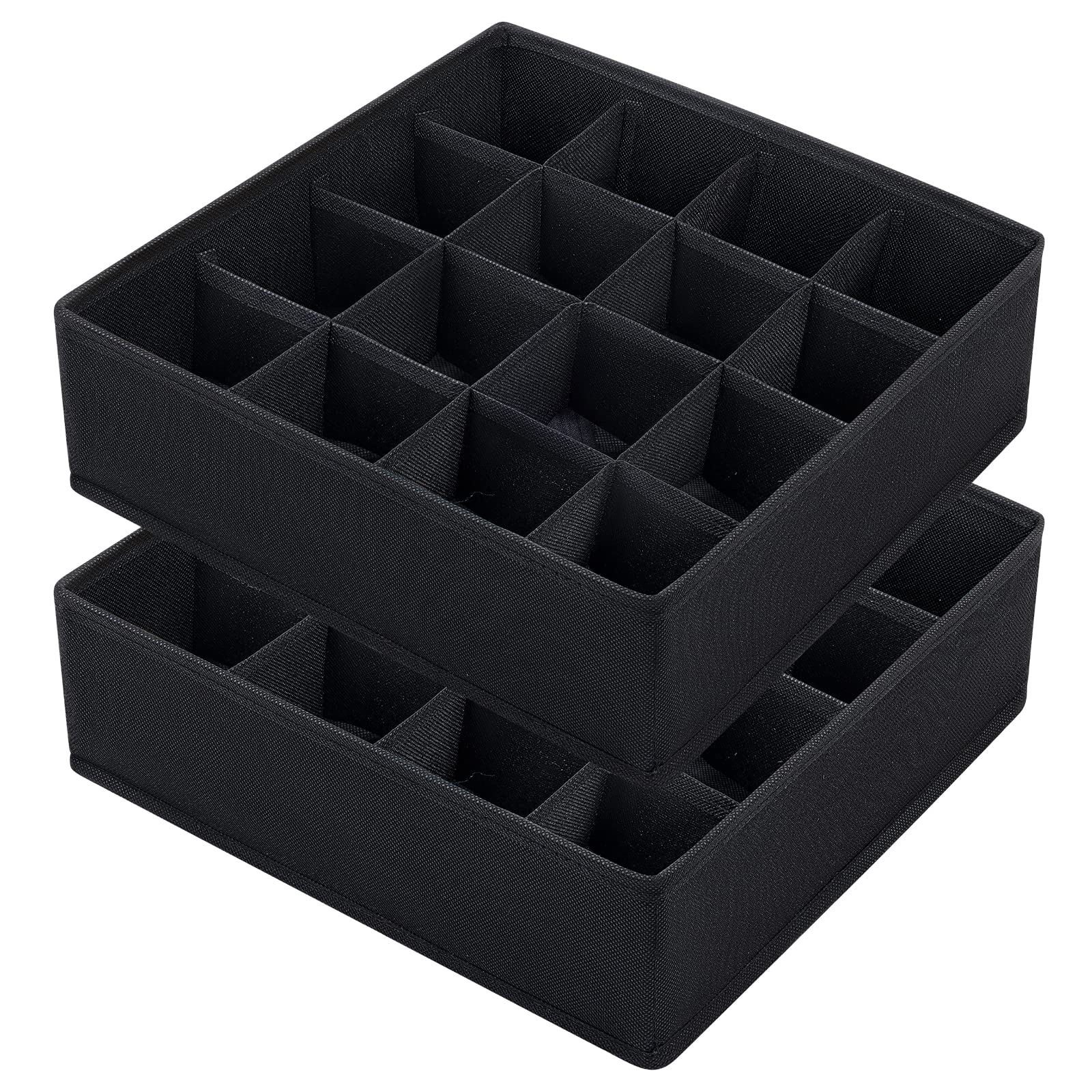 Joyoldelf Sock Drawer Organizer Divider 2 Packs Underwear Organizer, 24 Cell Closet Organizers and Storage Organizer Sock Holders Organizers for Storing Socks, Handkerchiefs, Ties, Belts (Grey)
