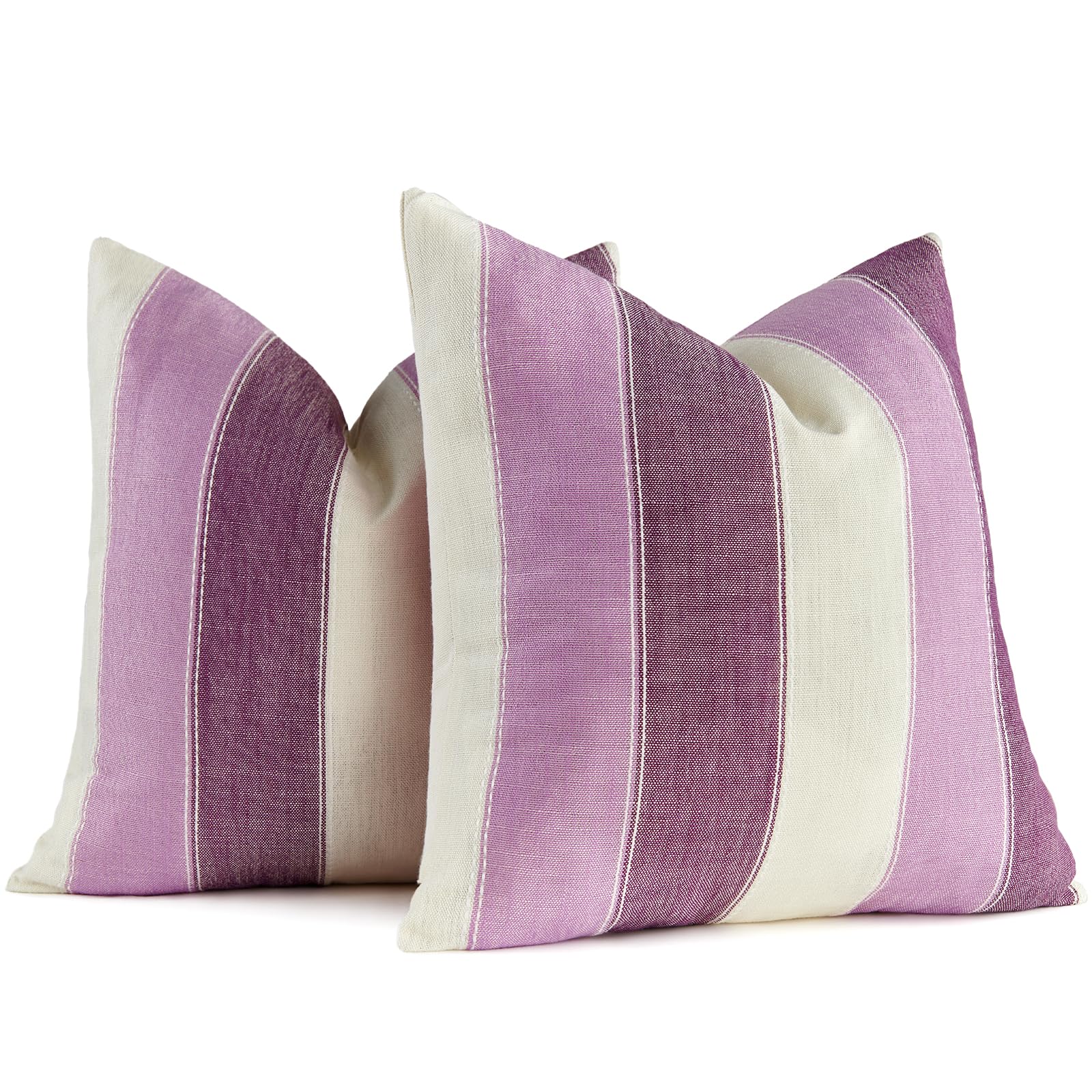 AmHoo Pack of 2 Farmhouse Stripe Check Throw Pillow Covers Set Case Cotton Linen Decorative Pillowcases Cushion Cover for Couch Bench Sofa 20x20 Inch Sage Green