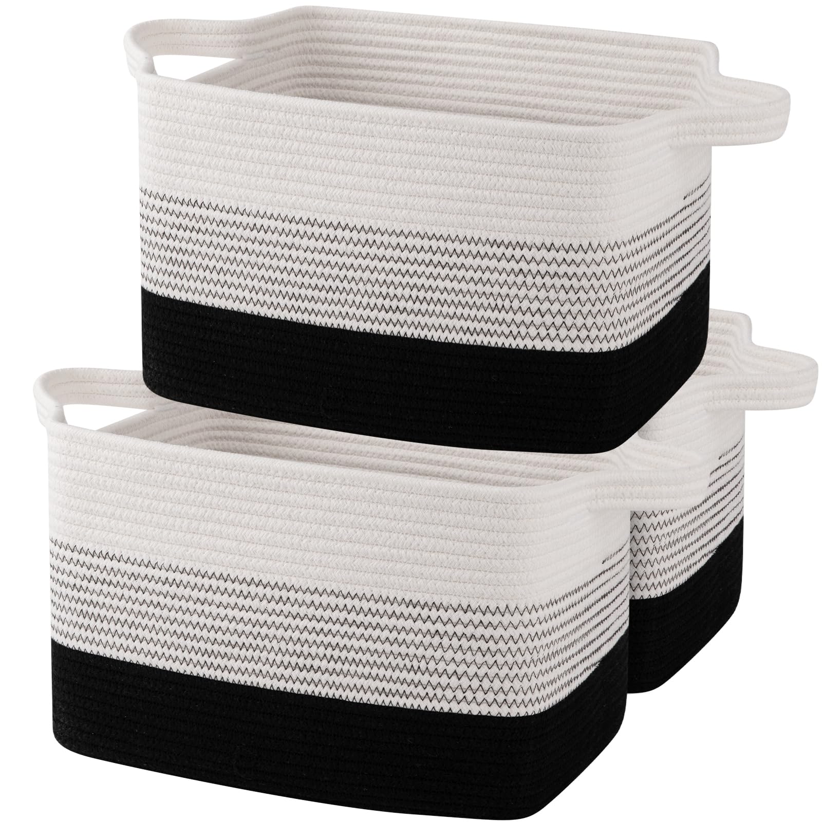 OIAHOMY Storage Basket, Woven Baskets for Storage, Cotton Rope Basket for toys,Towel Baskets for Bathroom - Pack of 3, Gradient Yellow