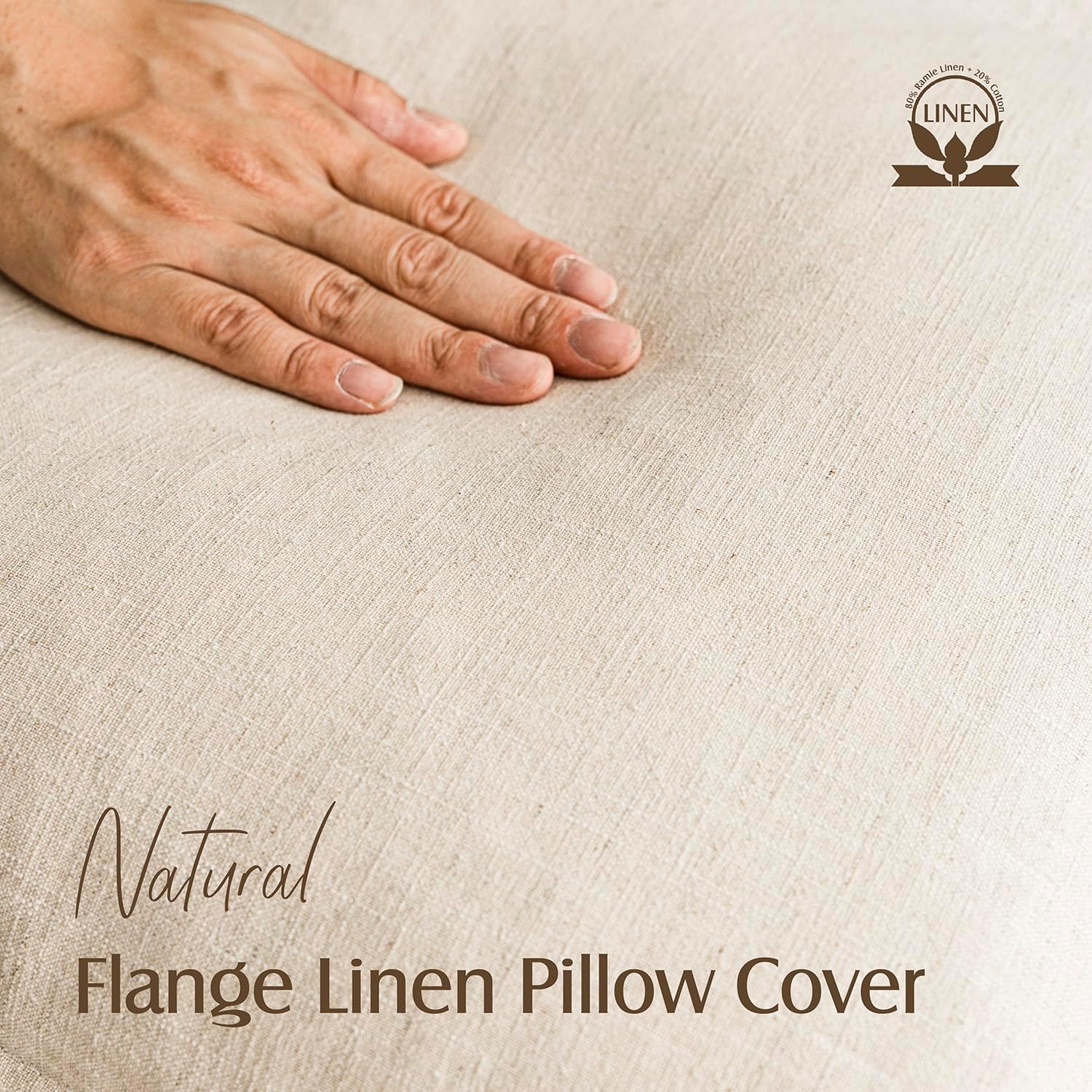 Foindtower Pack of 2, Decorative Linen Soild Throw Pillow Covers Soft Accent Cushion Case Boho Farmhouse Neutral Pillowcase for Couch Sofa Bedroom Living Room Home Decor 18 x 18 Inch Natural Beige