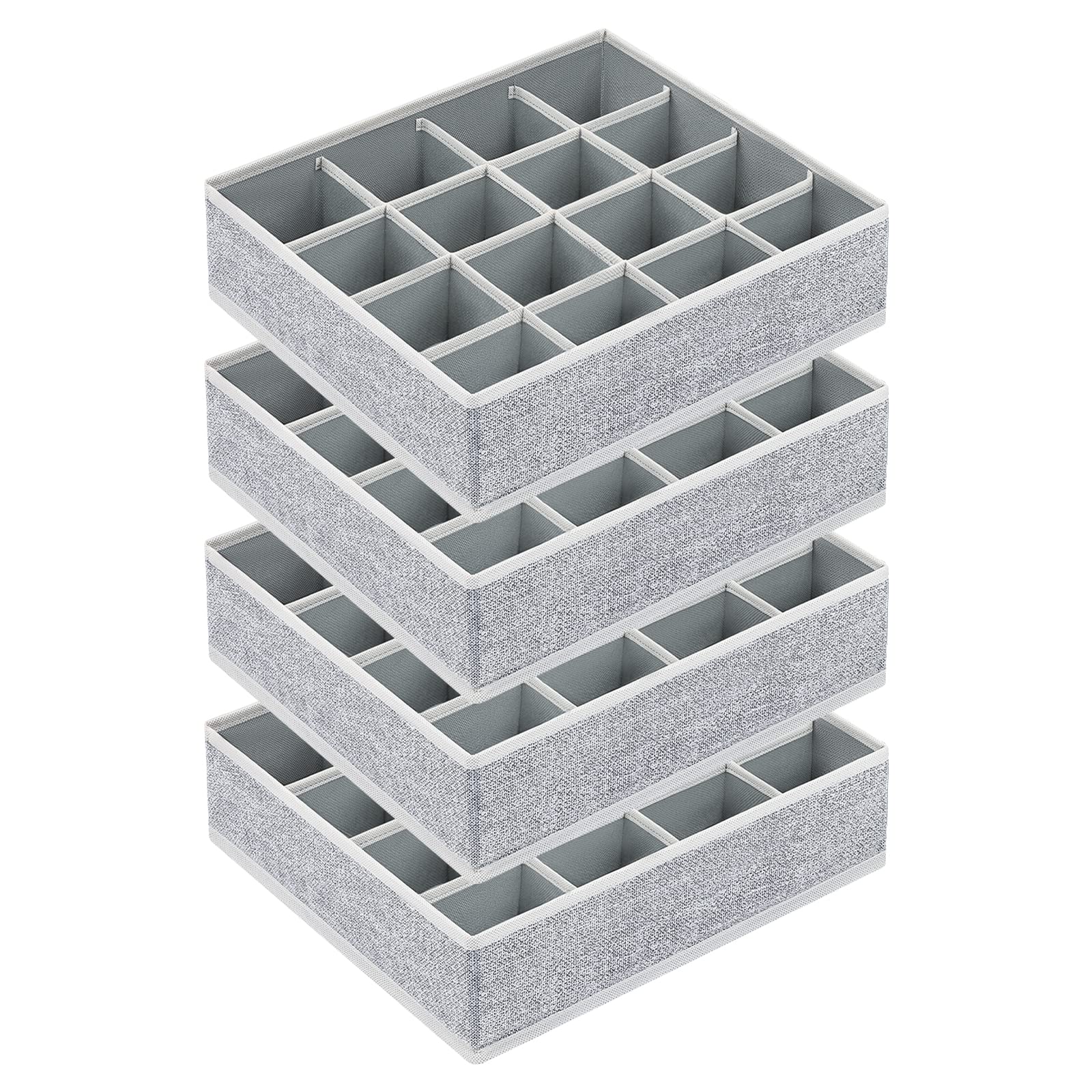 Joyoldelf Sock Drawer Organizer Divider 2 Packs Underwear Organizer, 24 Cell Closet Organizers and Storage Organizer Sock Holders Organizers for Storing Socks, Handkerchiefs, Ties, Belts (Grey)