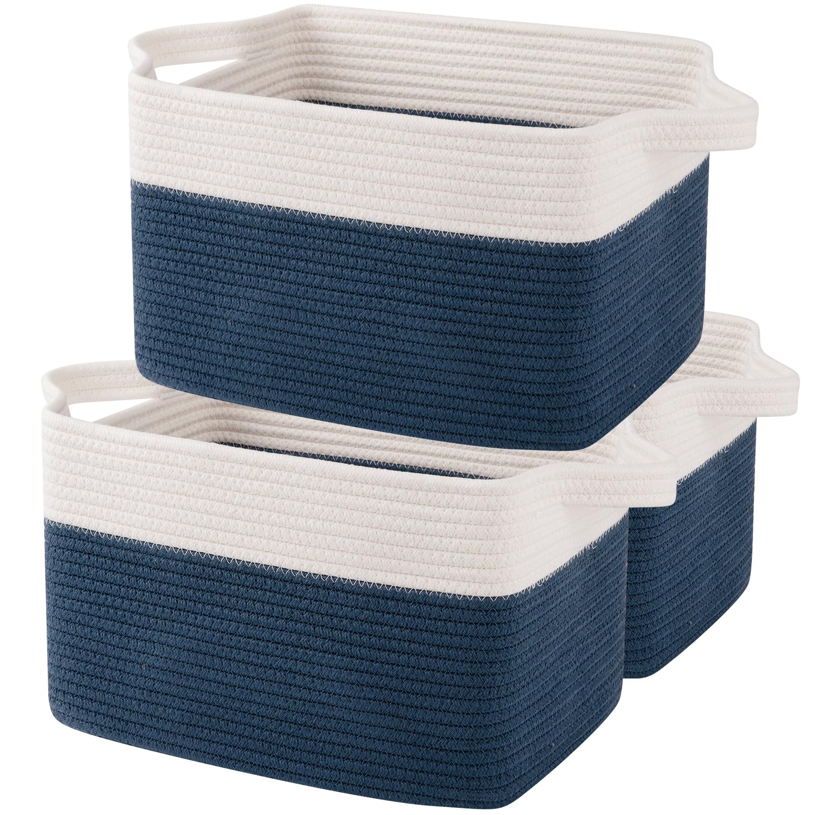 OIAHOMY Storage Basket, Woven Baskets for Storage, Cotton Rope Basket for toys,Towel Baskets for Bathroom - Pack of 3, Gradient Yellow