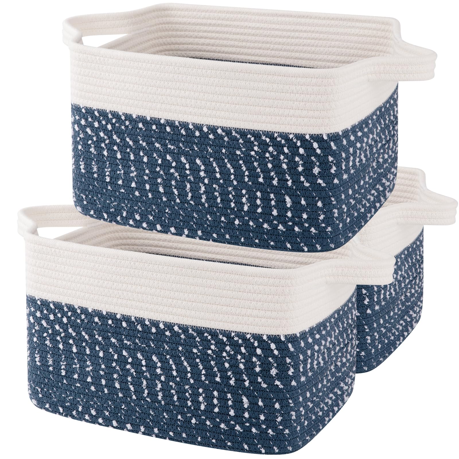 OIAHOMY Storage Basket, Woven Baskets for Storage, Cotton Rope Basket for toys,Towel Baskets for Bathroom - Pack of 3, Gradient Yellow