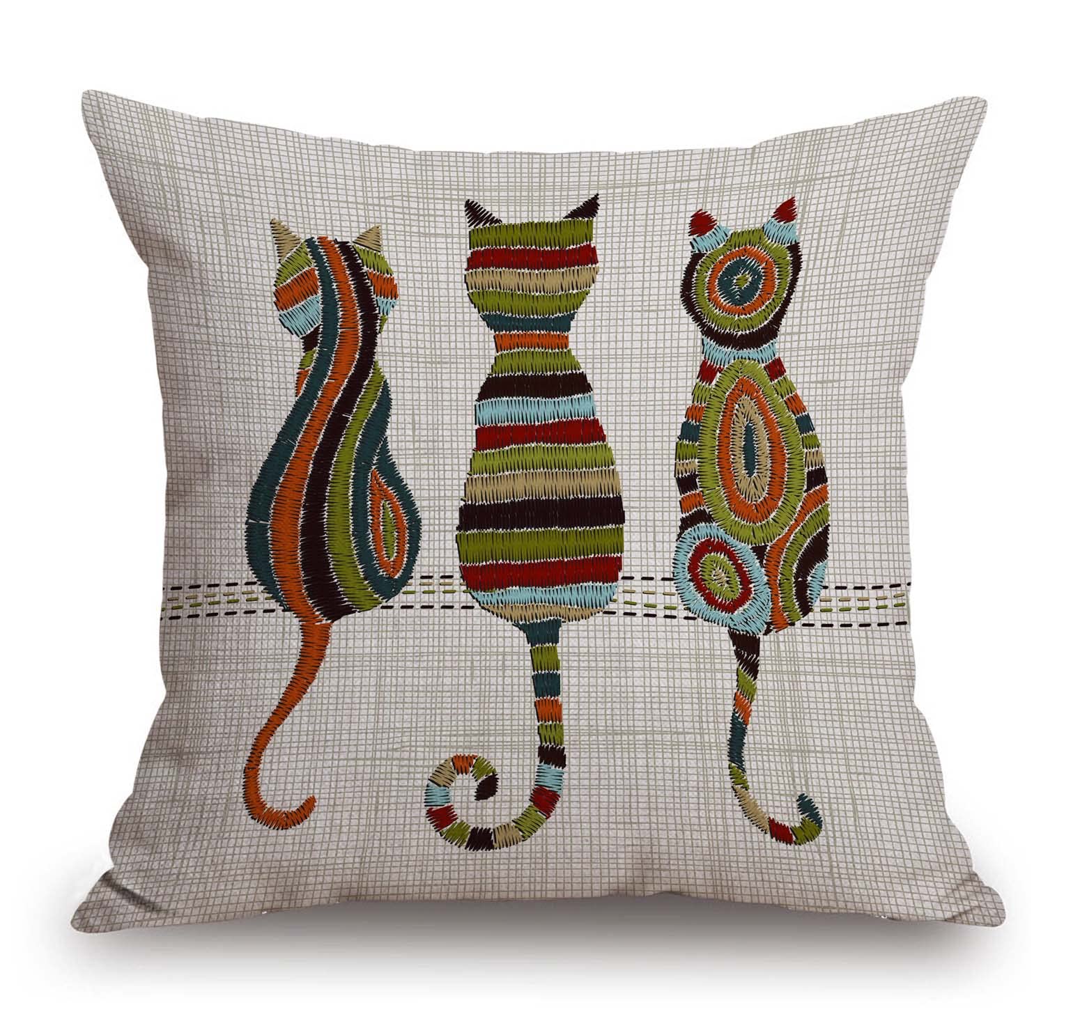 TSSOHU Vintage Flowers Pillow Cover Rustic Cotton Linen Decorative Square Throw Pillow Cover 18x18 Inch for Sofa Couch Decoration