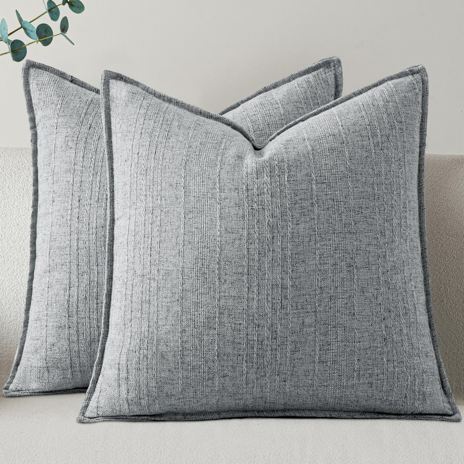 a moment Linen Pillow Covers Set of 2,Boho Farmhouse Throw Pillowcases Neutral Textured Decorative Covers for Couch Sofa Bed, Soft Linen Blend Accent Case Cushion Living Room Home Decor 20"x12"Khaki