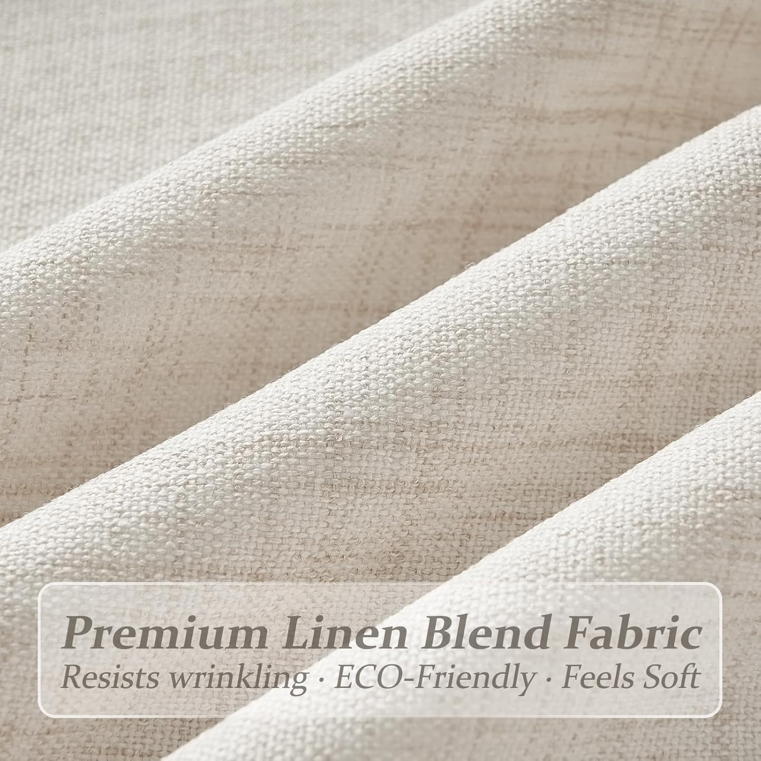 Pinch Pleated Linen 50 Inch Wide Curtains 96 Inches Long for Living Room, Memory Trained Pleat Boho Semi Sheer Birch Light Filtering Privacy Drapes 50x96 Inch Length 2 Panels Set Curtain Cream Ivory
