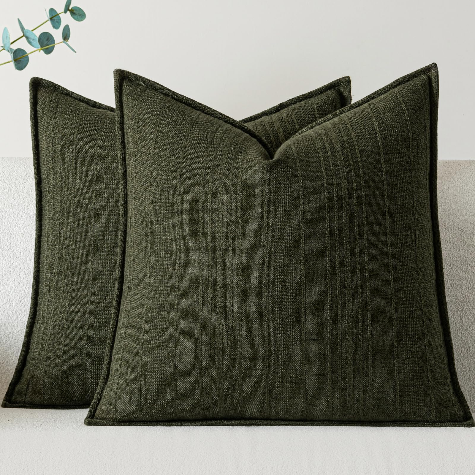 a moment Linen Pillow Covers Set of 2,Boho Farmhouse Throw Pillowcases Neutral Textured Decorative Covers for Couch Sofa Bed, Soft Linen Blend Accent Case Cushion Living Room Home Decor 20"x12"Khaki