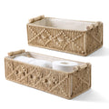 Mkono Macrame Storage Baskets Boho Decor Box Handmade Woven Decorative Countertop Toilet Tank Shelf Cabinet Organizer for Bedroom Livingroom Home, Set of 2, Ivory