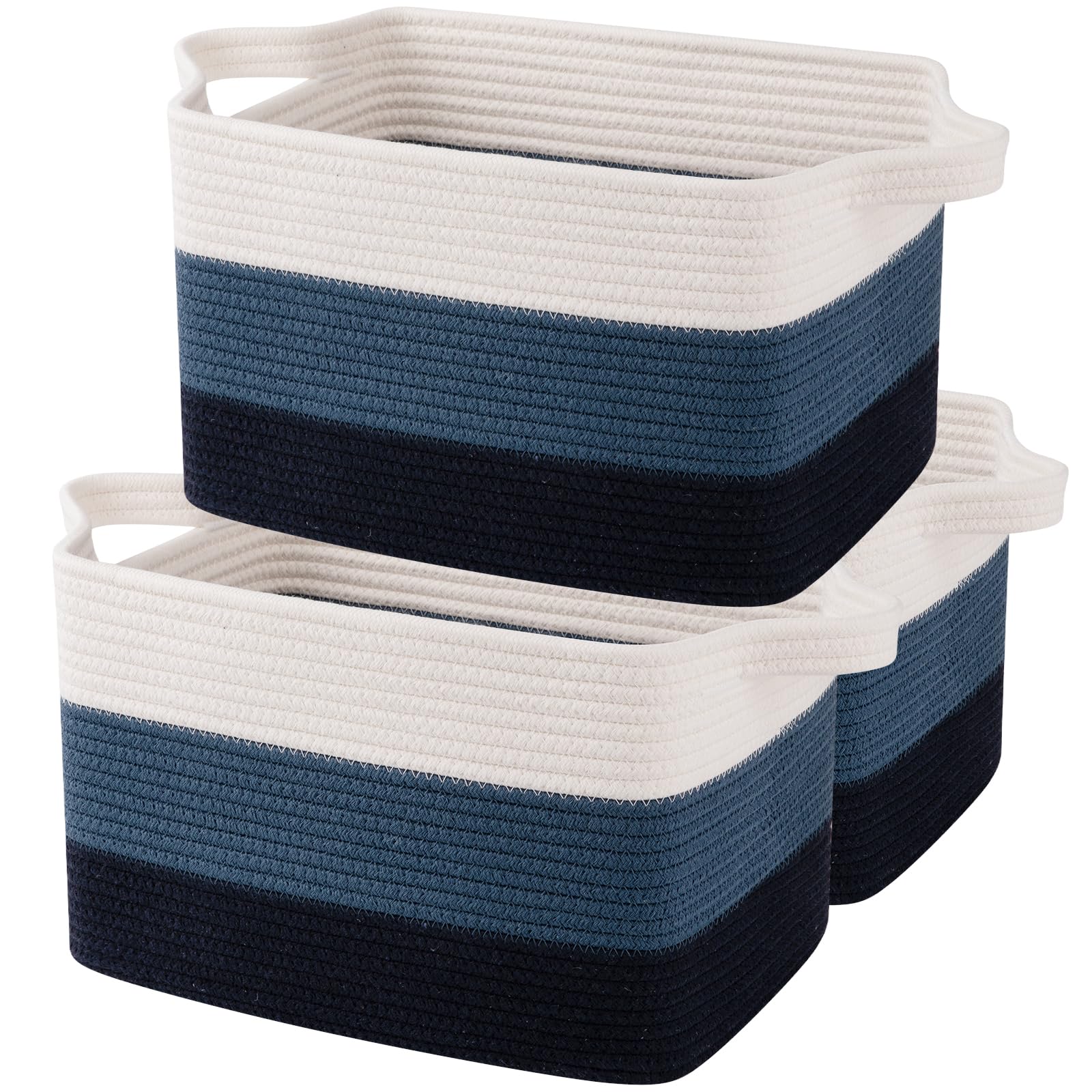 OIAHOMY Storage Basket, Woven Baskets for Storage, Cotton Rope Basket for toys,Towel Baskets for Bathroom - Pack of 3, Gradient Yellow
