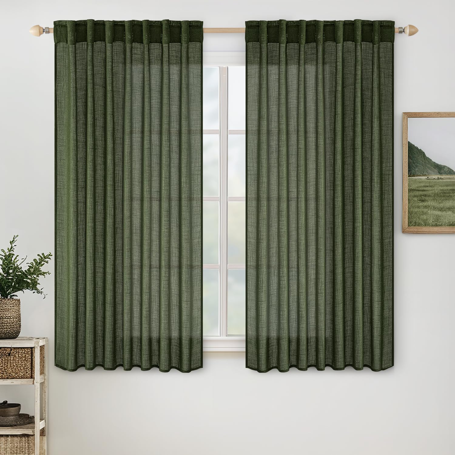MIULEE Taupe Linen Curtains 84 Inch Length for Bedroom Living Room, Soft Thick Linen Textured Window Drapes Semi Sheer Light Filtering Back Tab Rod Pocket Burlap Look Farmhouse Country Decor, 2 Panels