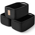3-Pack Small Storage Baskets for Organizing | Woven Shelf Toy Basket | Rope Baskets for Gifts Empty | Closet Organizer Bins with Handles | Cube Decorative Box | 11.8×7.8×5.1” | Mixed brown