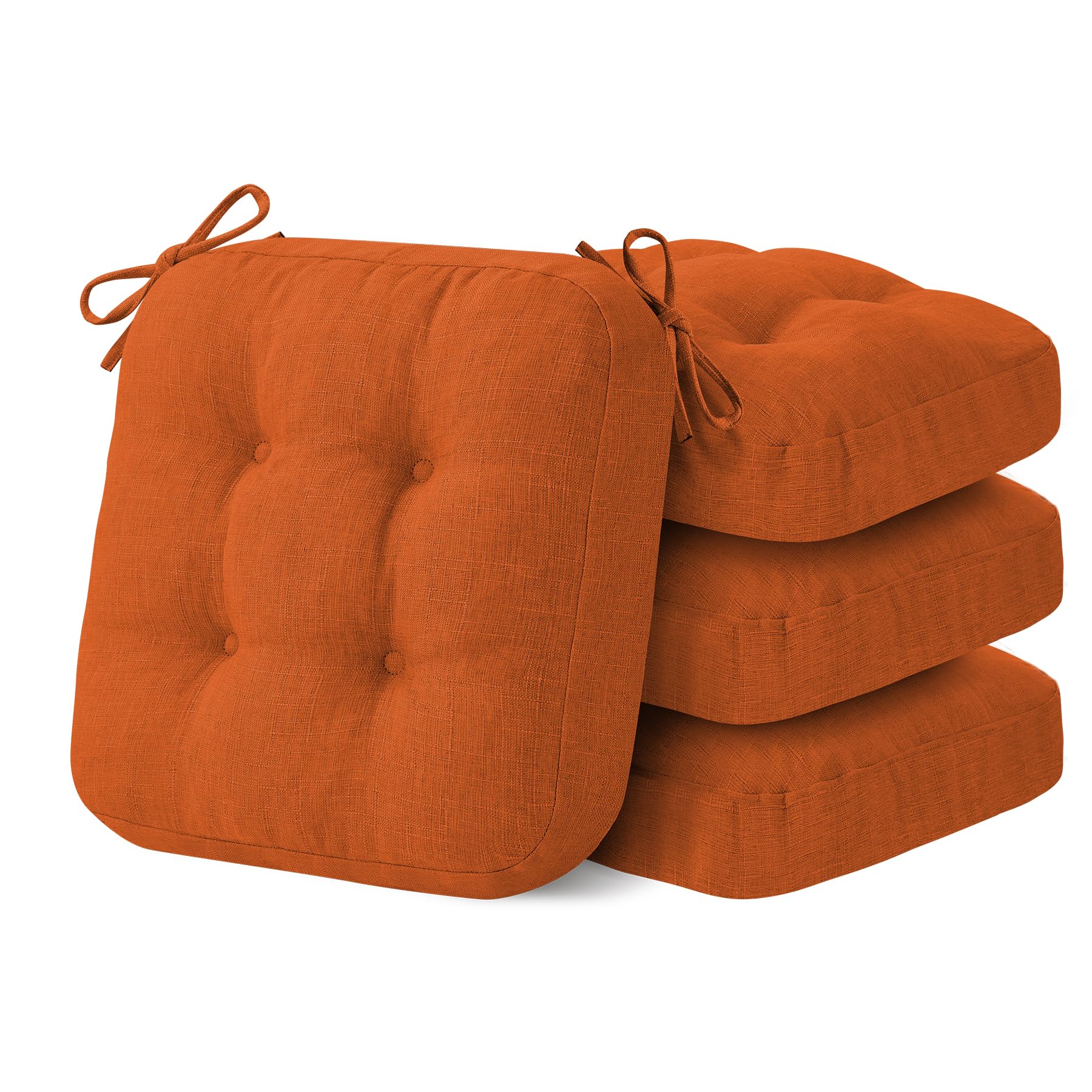 IASEAHK Chair Cushions for Dining Chairs, Dining Chair Cushions, Tufted Indoor Chair Pads with Ties & Non Slip Backing, Seat Cushions for Kitchen Chairs 16.5” x 16.5” x 3.5”, Set of 2, Beige