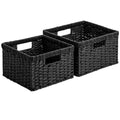 StorageWorks Wicker Basket, Baskets for Organizing, Storage Basket with Built-in Handles, Water Hyacinth Shelves (Medium 2-Pack, Natural Hyacinth)