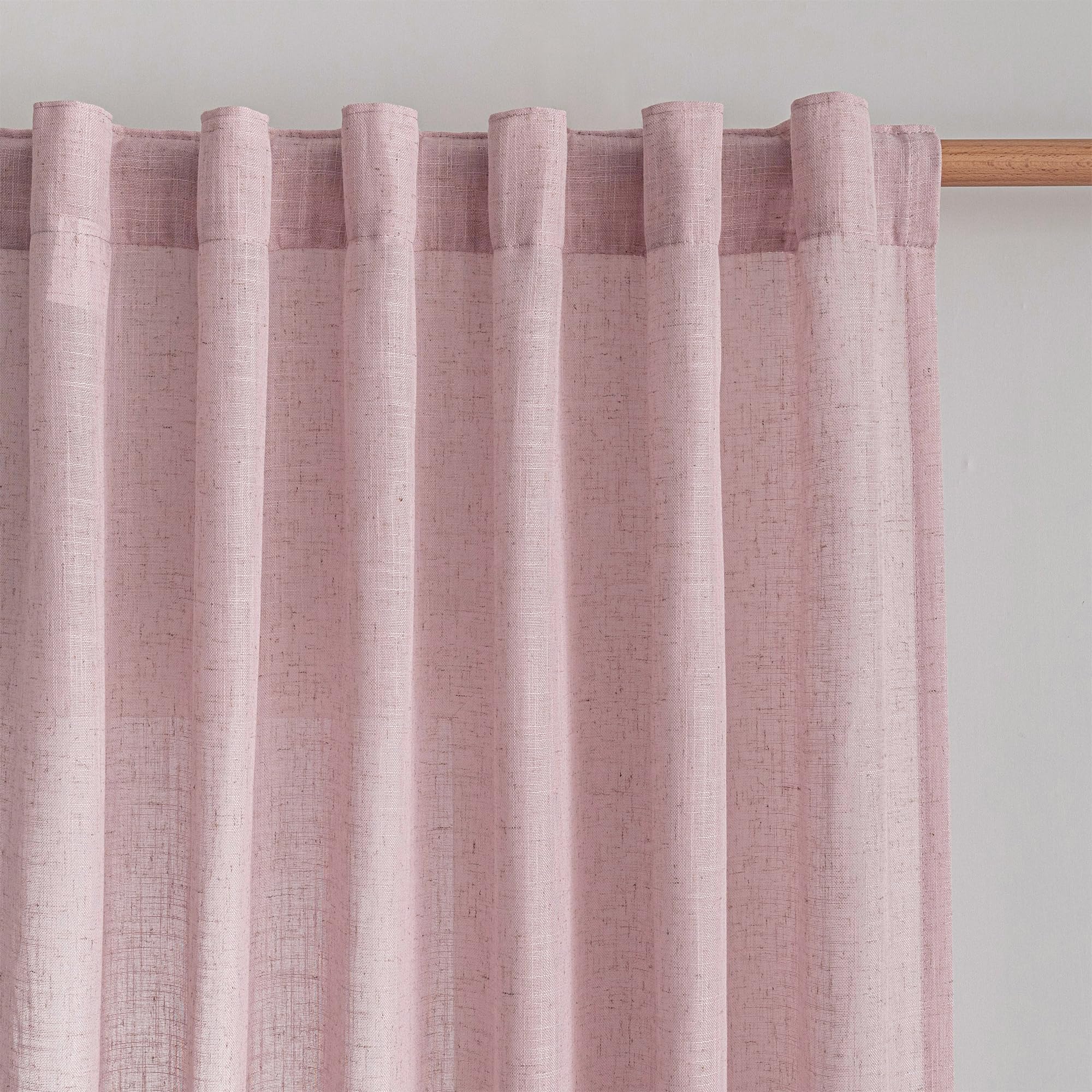 MYSKY HOME Linen Curtains for Living Room, Natural Semi Sheer Curtains & Drapes 84 inches Length 2 Panels Set Farmhouse Country Boho Style Back Tab Draperies for Sliding Glass Door, 50" Wide, Linen