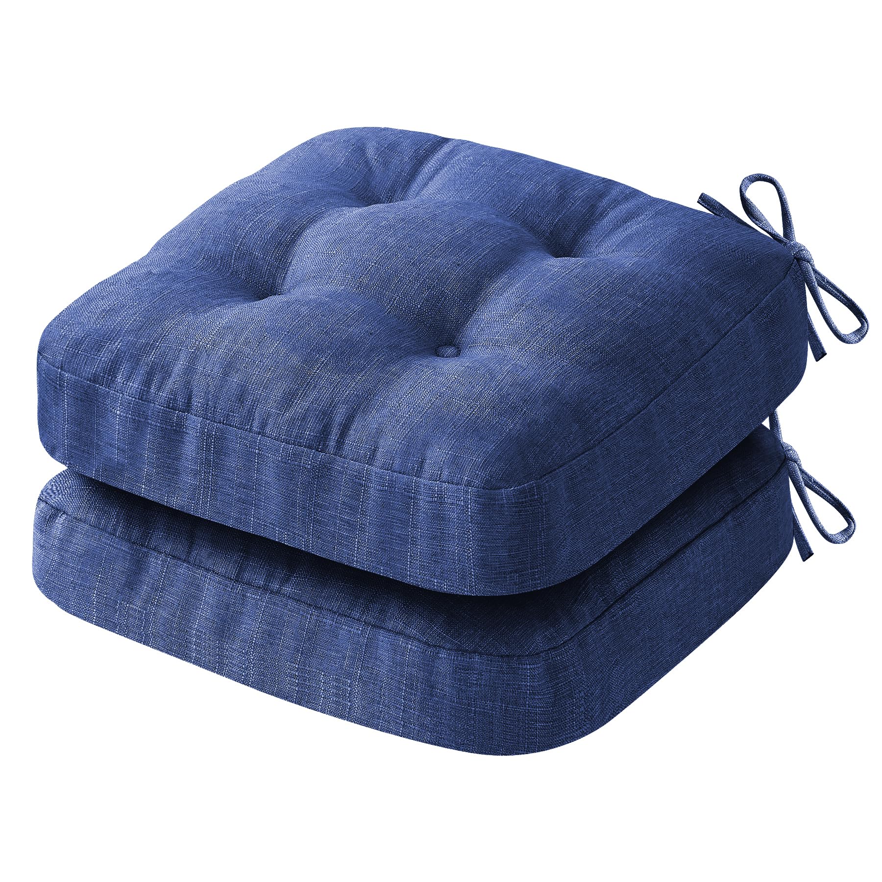 IASEAHK Chair Cushions for Dining Chairs, Dining Chair Cushions, Tufted Indoor Chair Pads with Ties & Non Slip Backing, Seat Cushions for Kitchen Chairs 16.5” x 16.5” x 3.5”, Set of 2, Beige